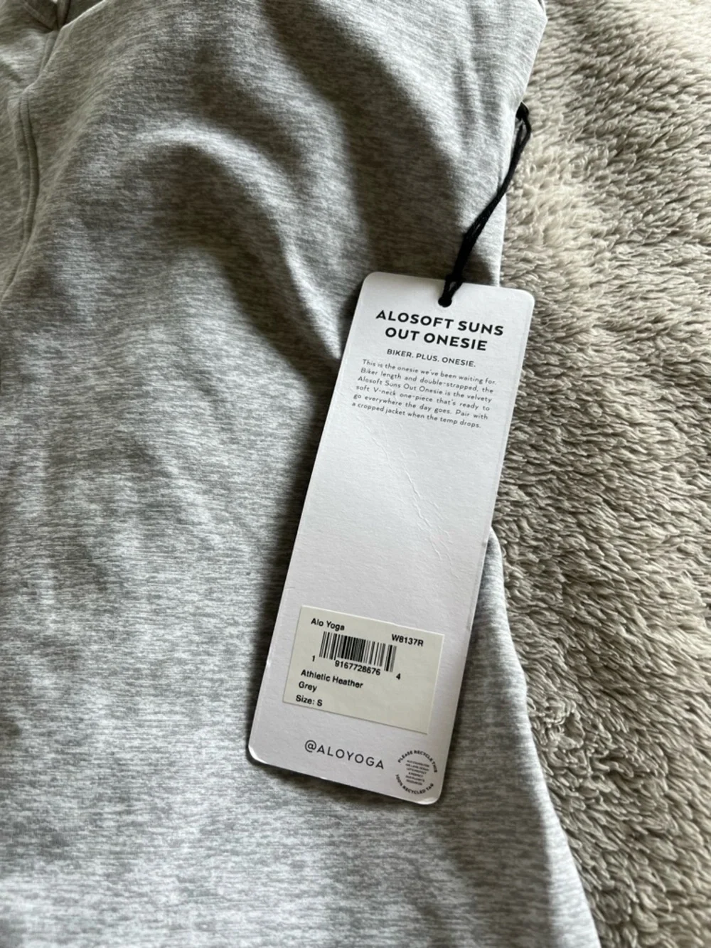 NEW! Alo Yoga Alosoft Suns Out Onesie Athletic Heather Grey Small Romper